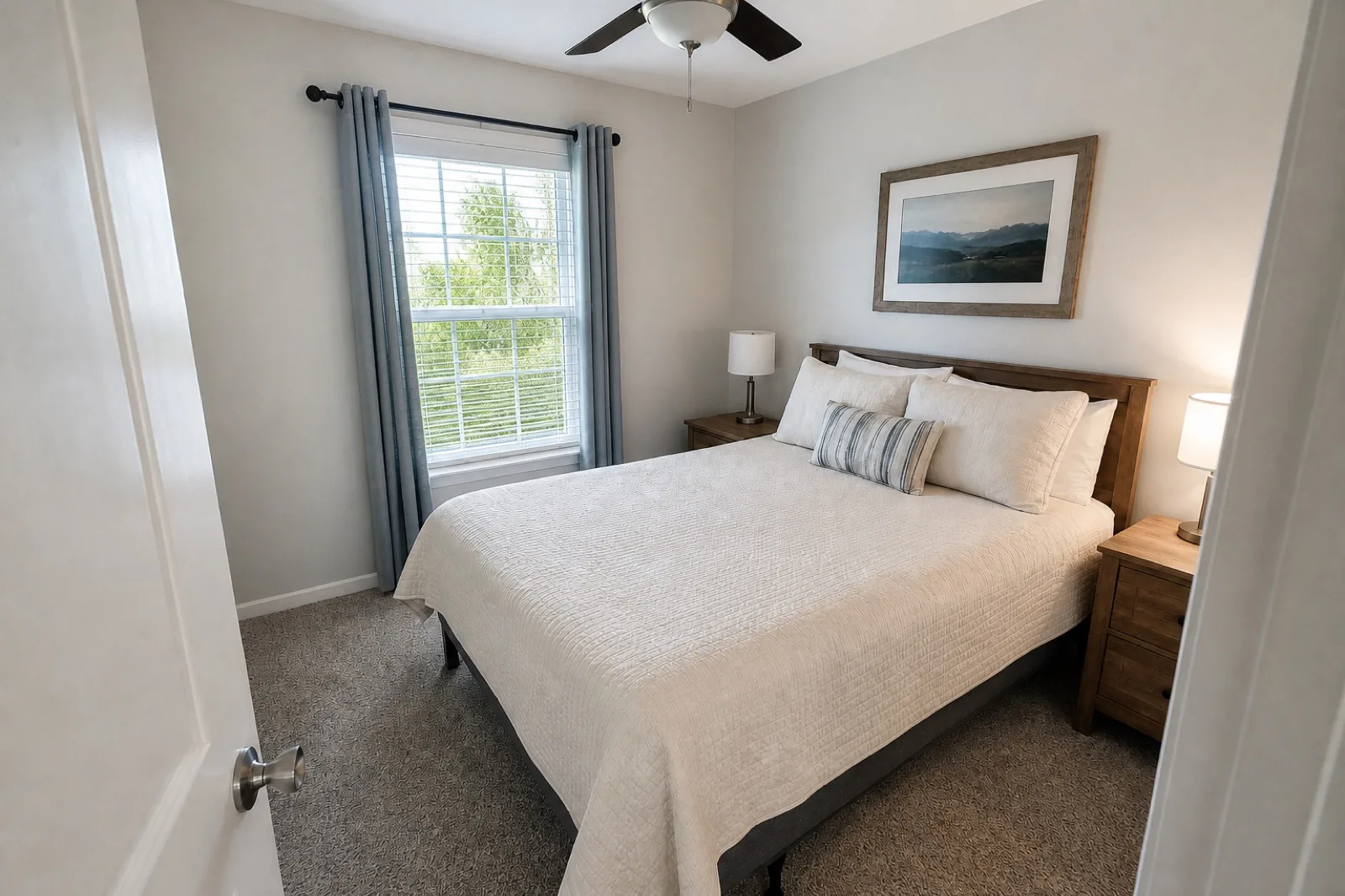 Representative bedroom result with recovered window detail and even room light